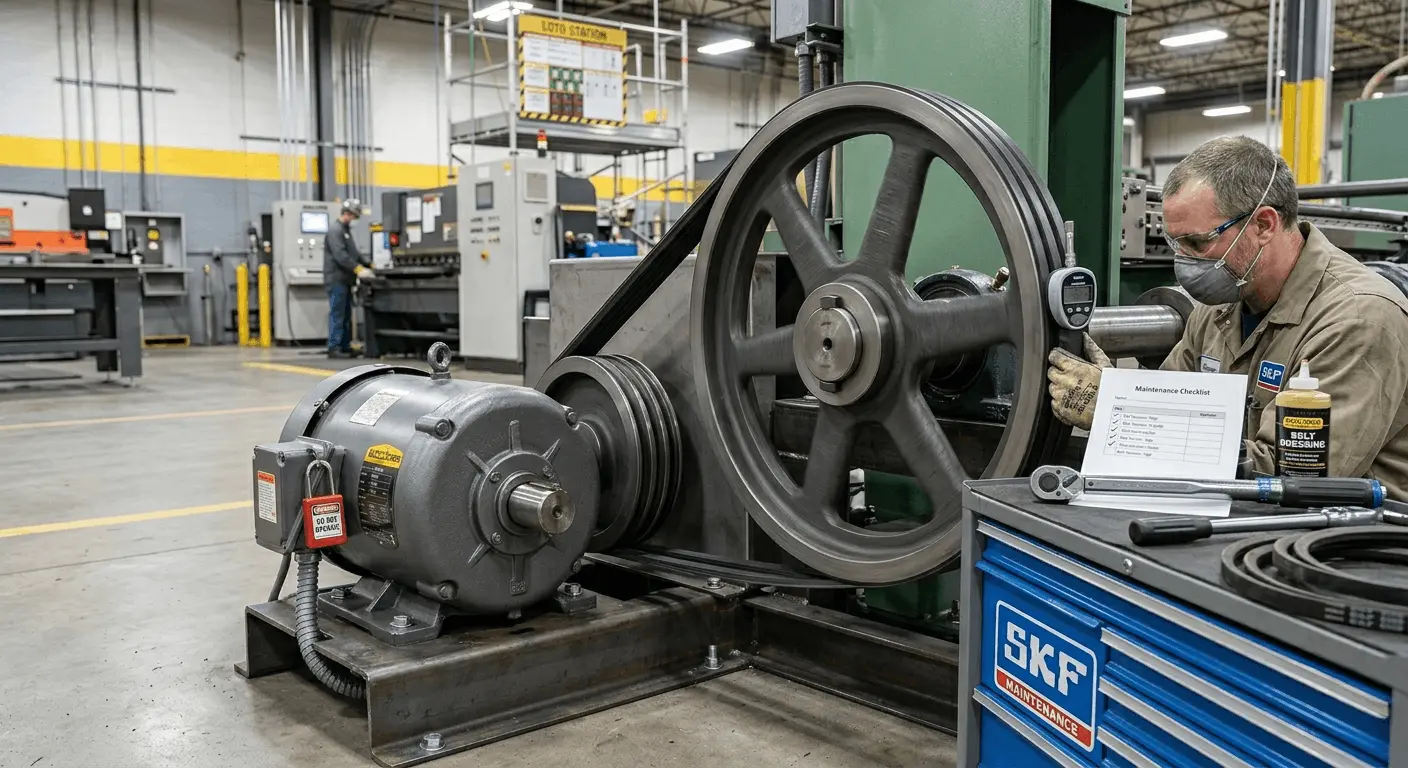 mechanical motor system with pulley and belt drive setup