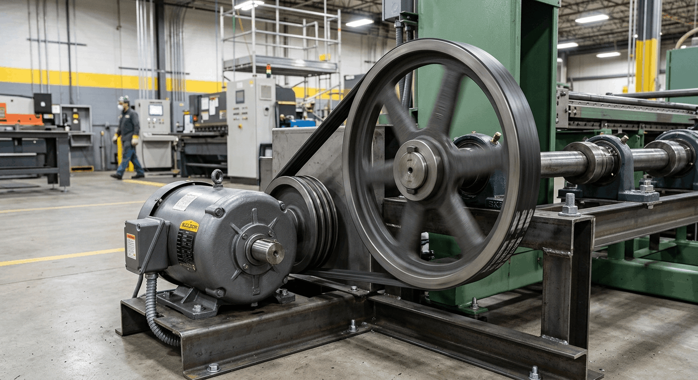 pulley belt system used in industrial mechanical maintenance