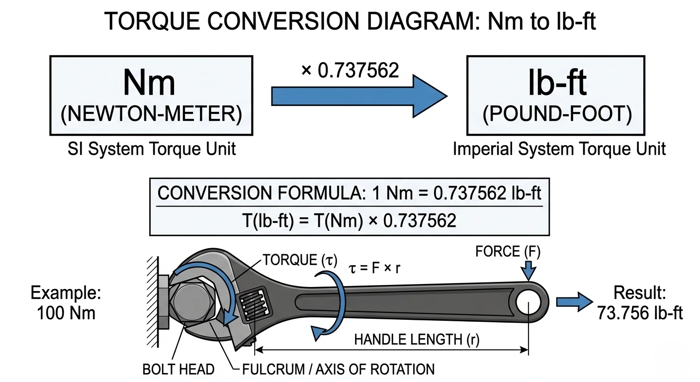 nm to lb ft torque conversion formula diagram