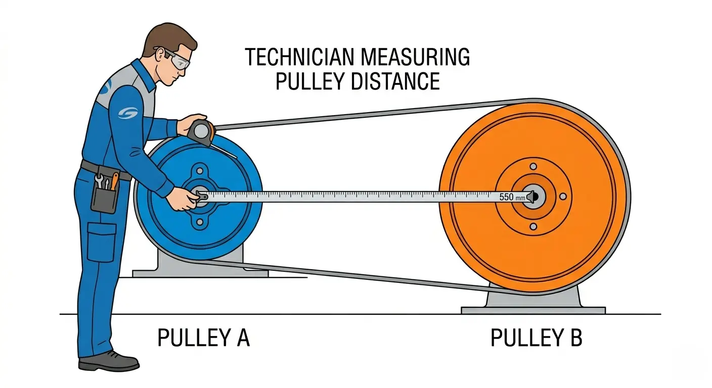 measuring pulley center distance using tape