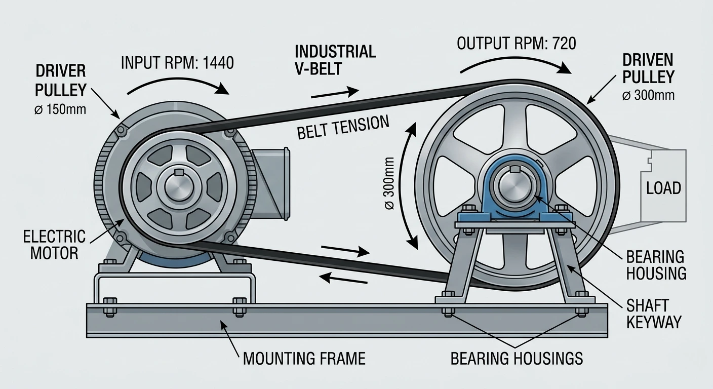 pulley rpm diagram belt drive system