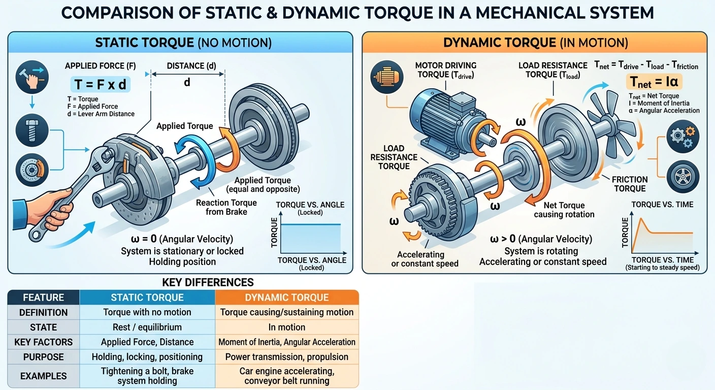 static vs dynamic torque diagram showing startup and running torque