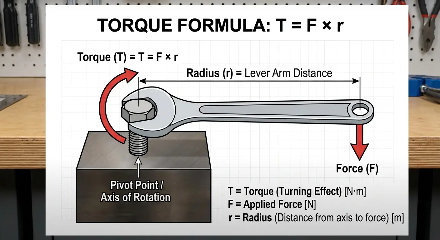 Torque formula diagram with force and distance