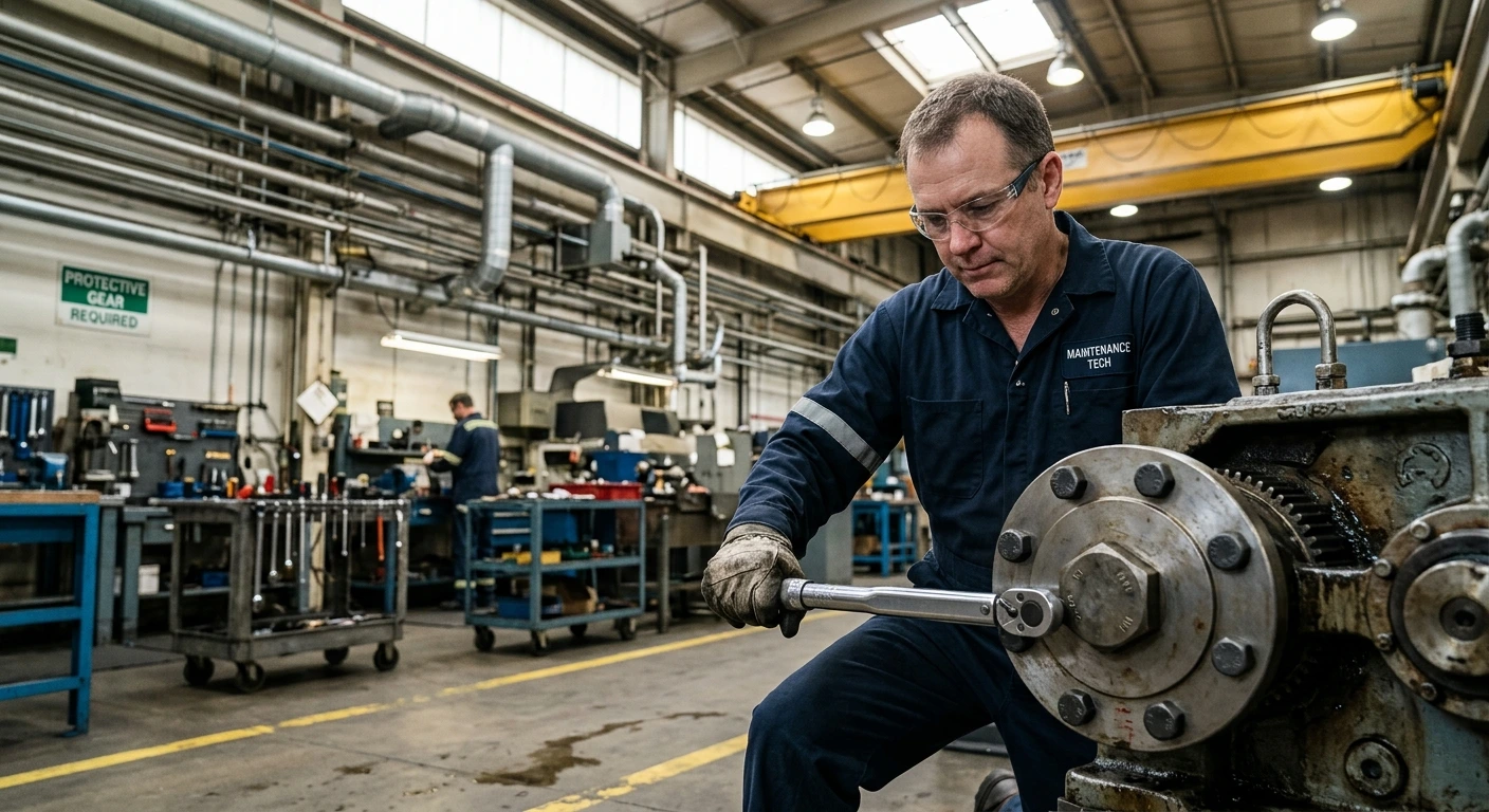 technician applying torque wrench for accurate tightening