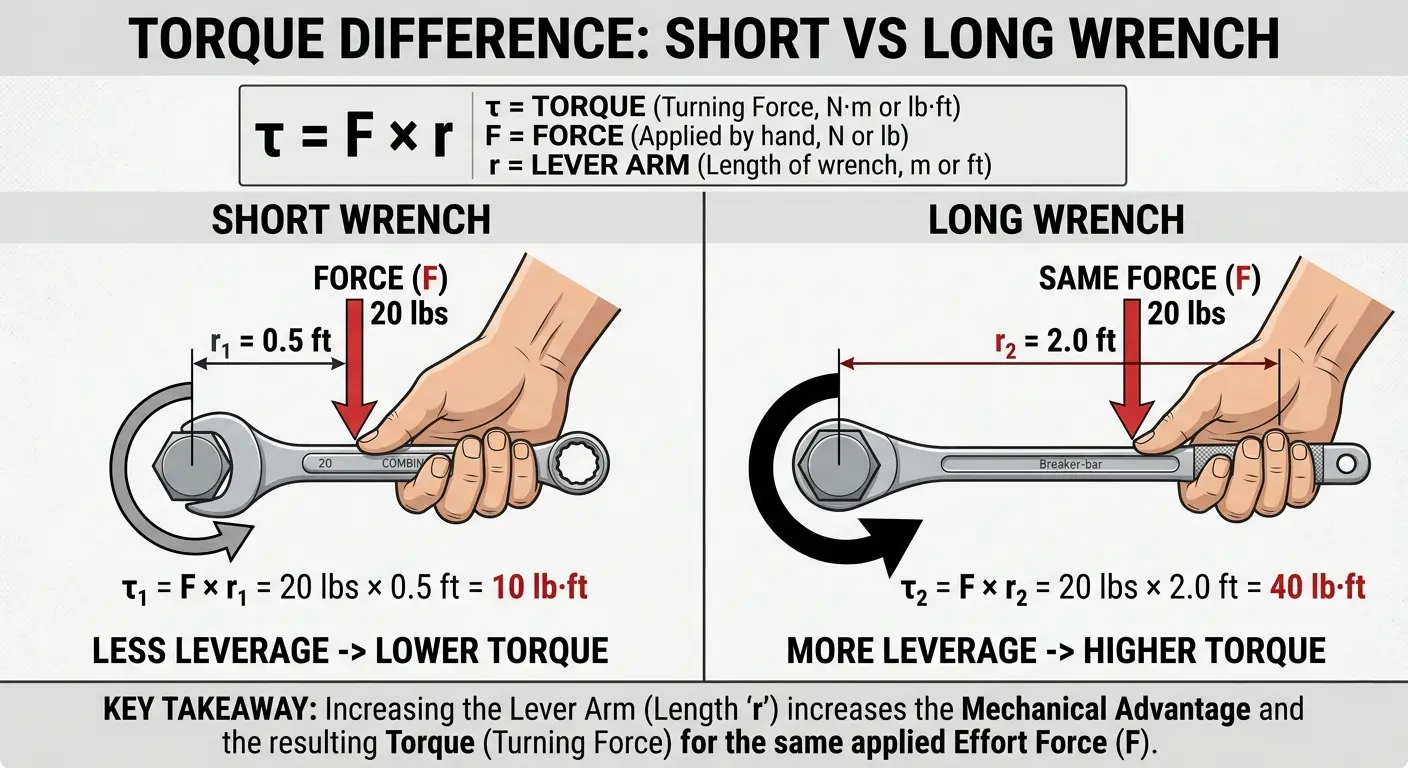 Torque formula diagram with force and distance