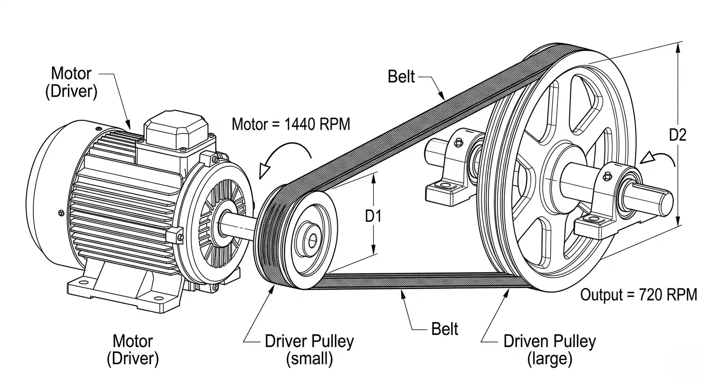how to calculate belt rpm diagram
