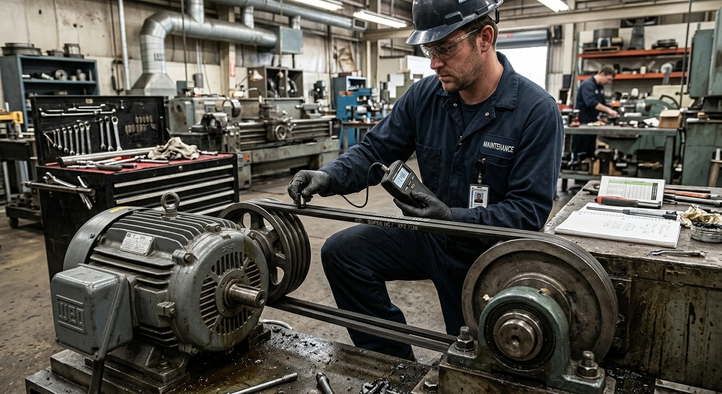 belt tension calculation in industrial belt drive system