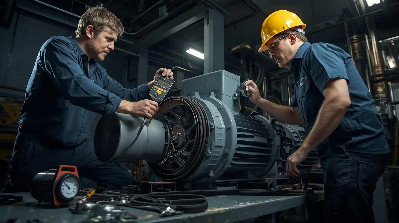 HVAC pulley system maintenance and airflow adjustment