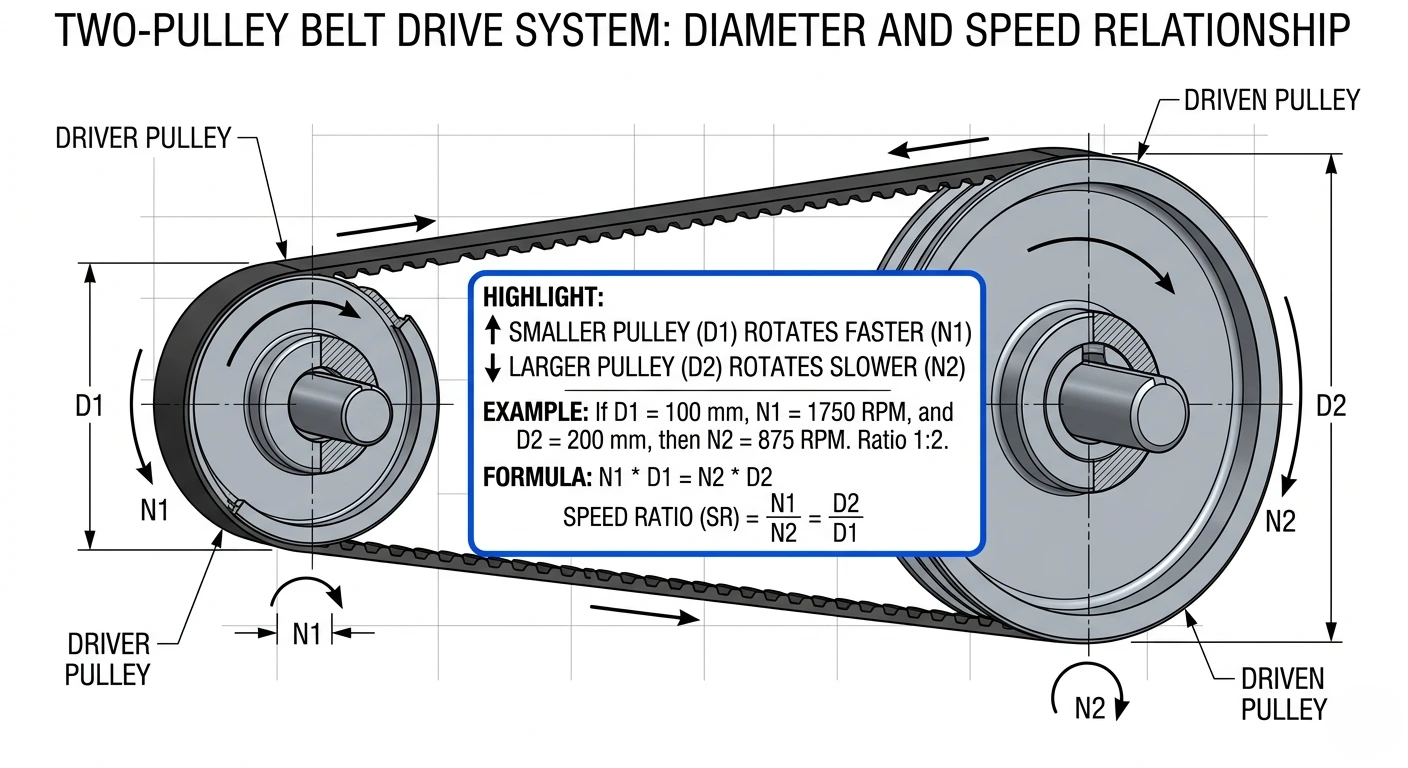 pulley diameter vs rpm diagram