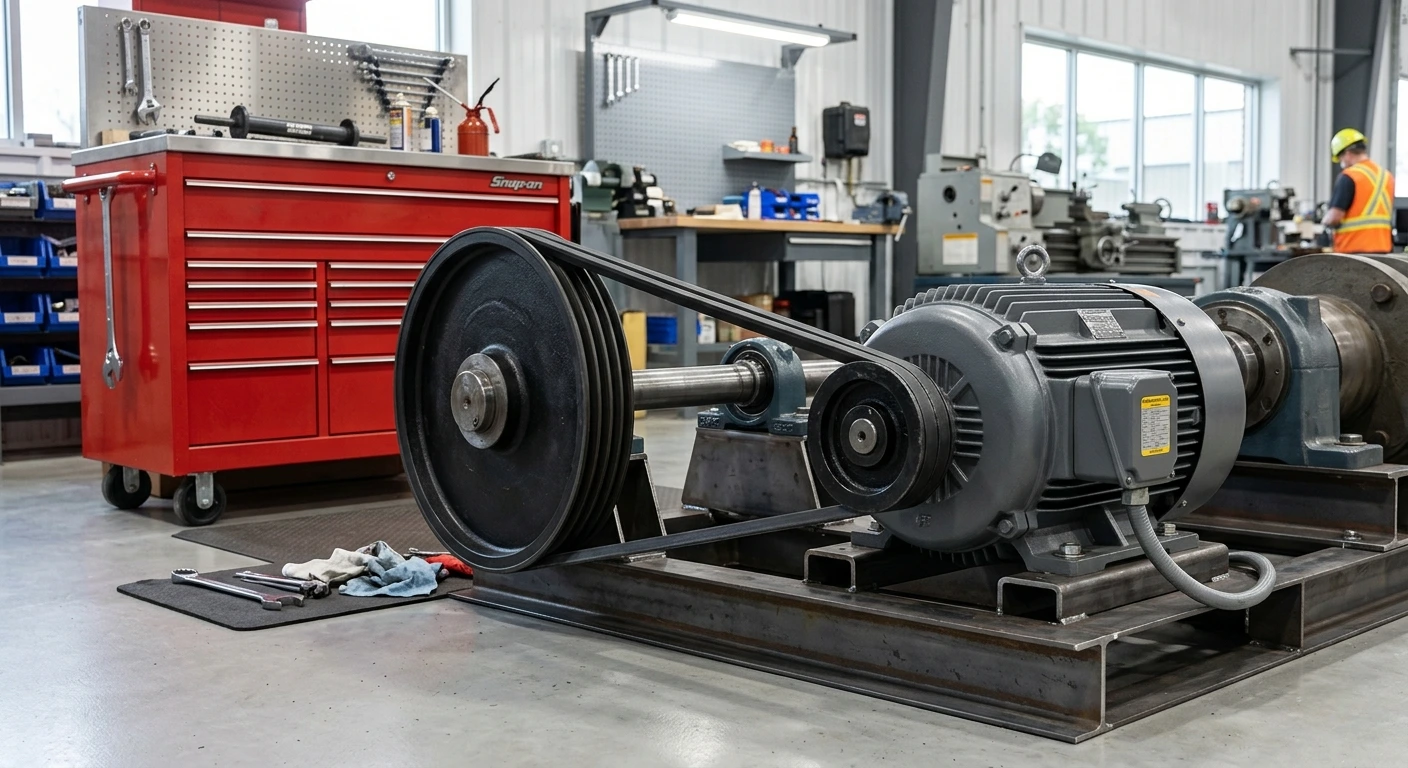 pulley ratio explained belt drive system with motor and pulleys