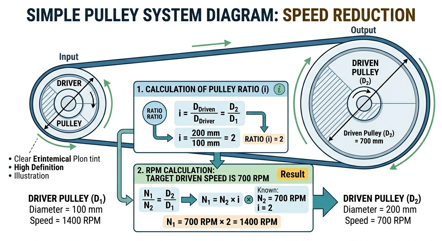 pulley ratio example calculation