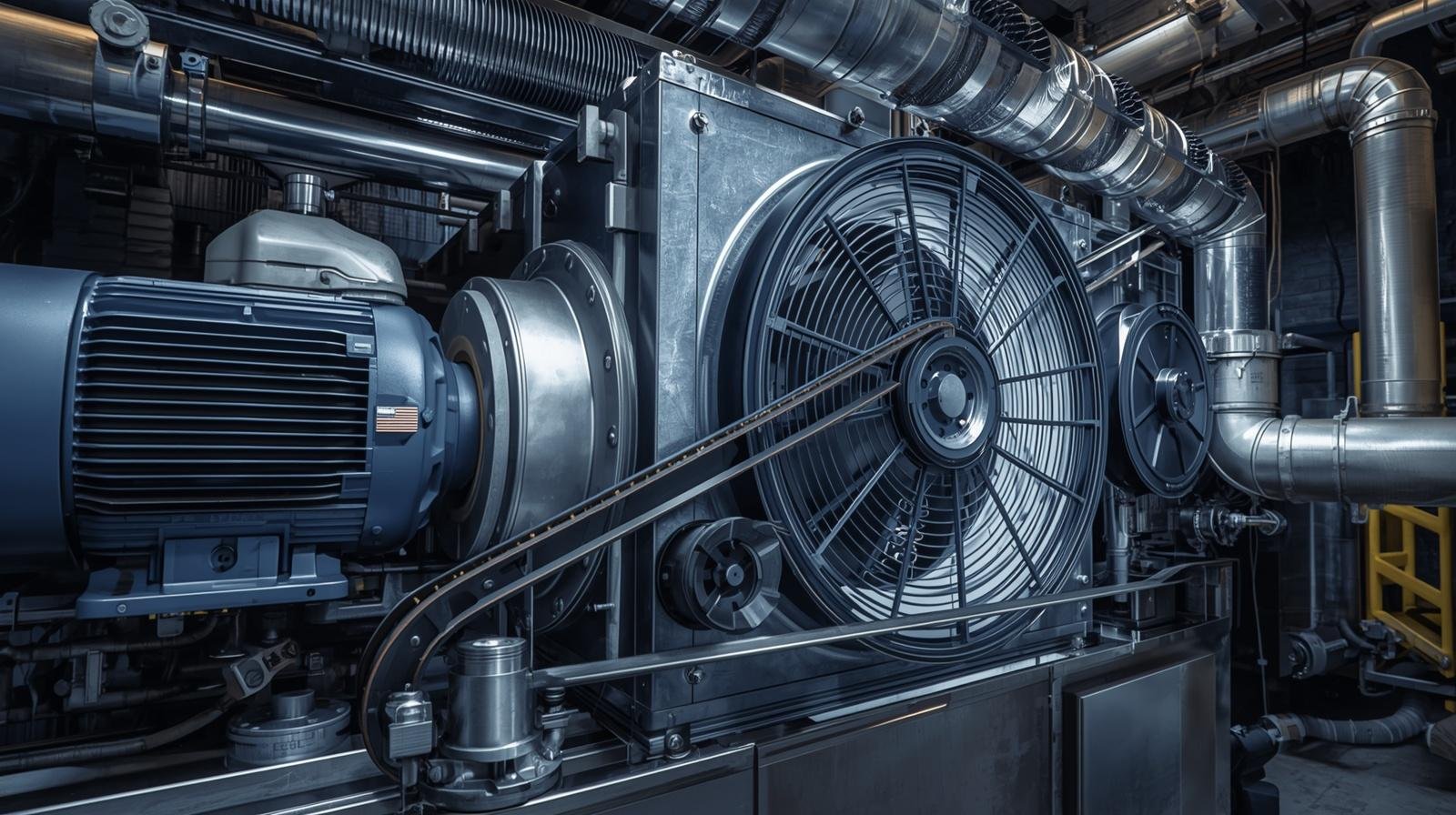 pulley systems in HVAC industrial air handling unit