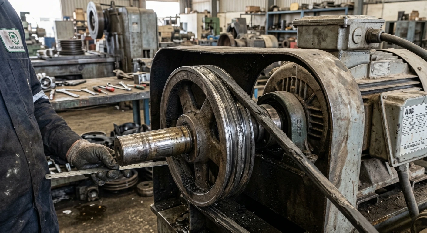 pulley wear symptoms in industrial belt drive system