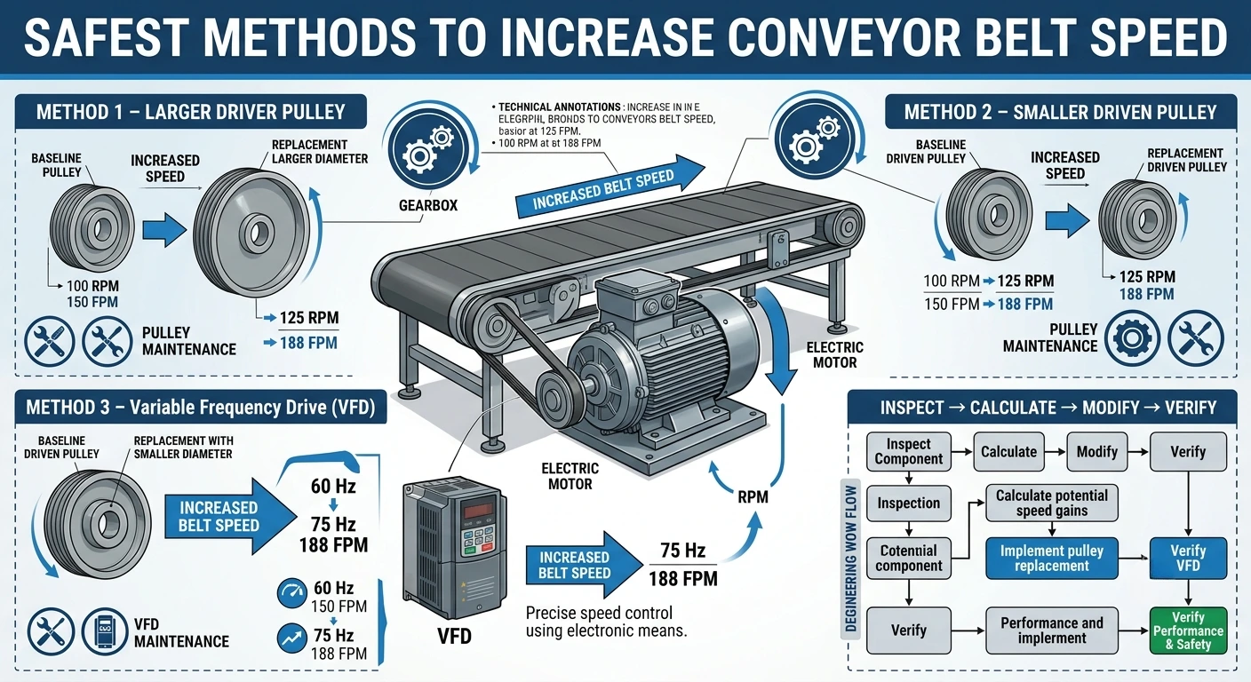 how to increase belt speed using pulley changes and variable frequency drive