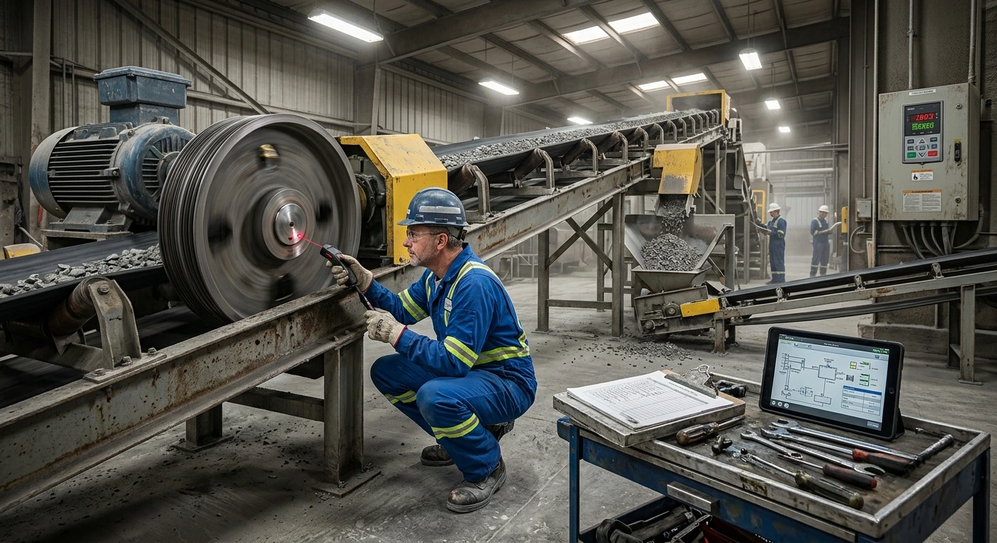 maintenance engineer troubleshooting conveyor belt speed problem
