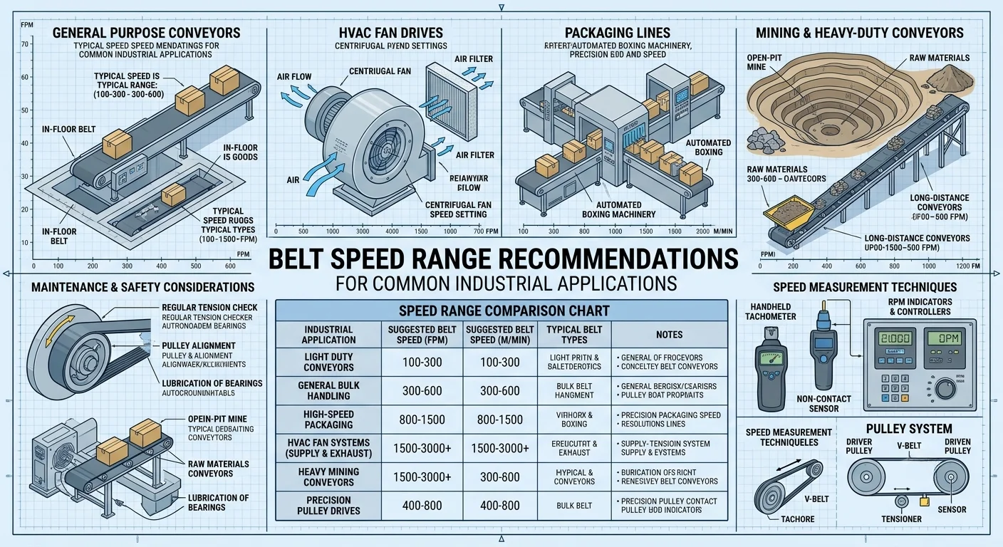 what is a good belt speed chart showing industrial belt speed ranges